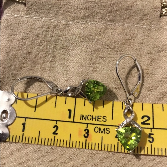NWOT Madagascar Natural Peridot & White Topaz 925 Lever Back Earrings - Picture 6 of 14